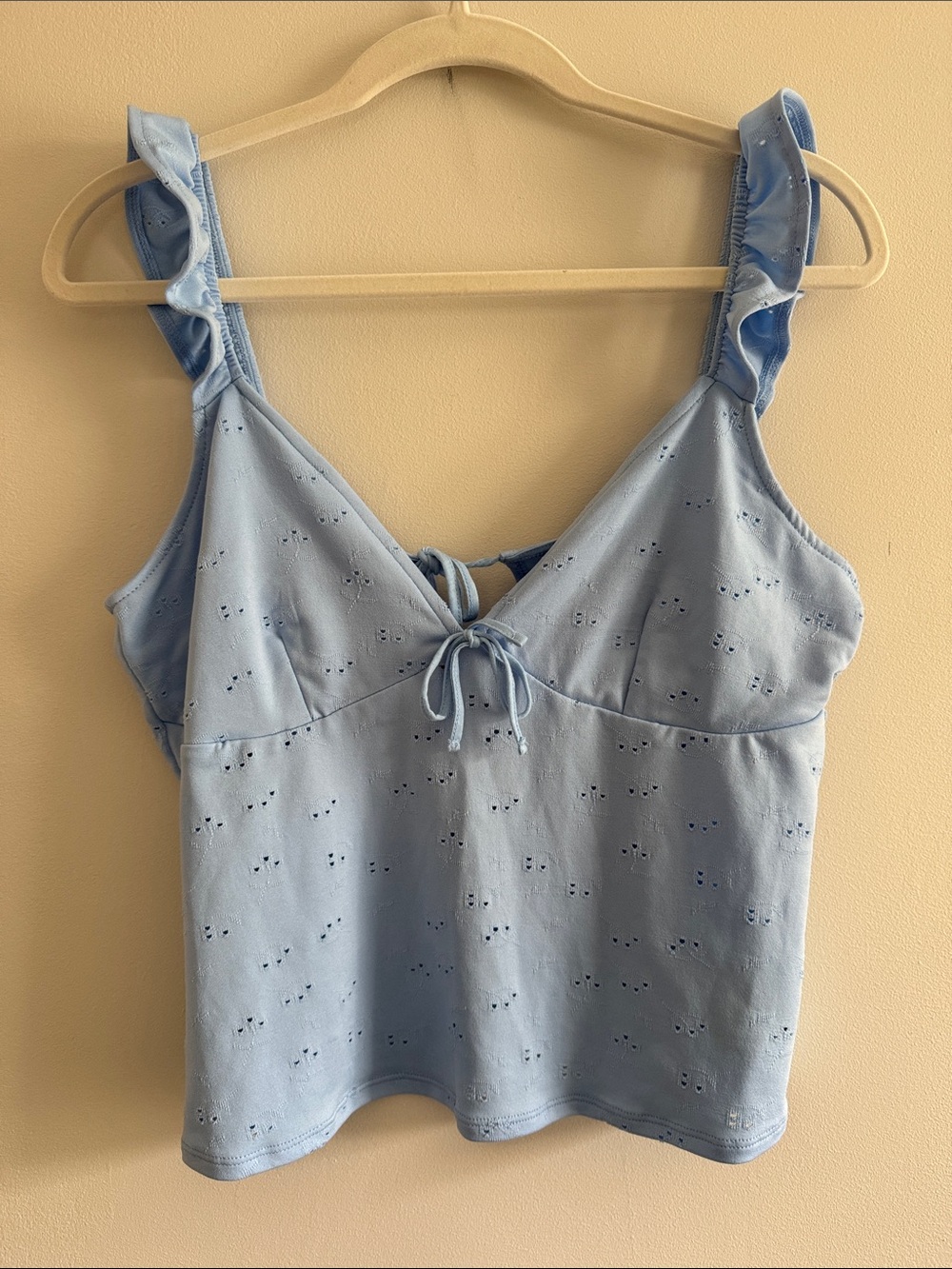 H&M Light Blue Eyelet Tie-Front Camisole